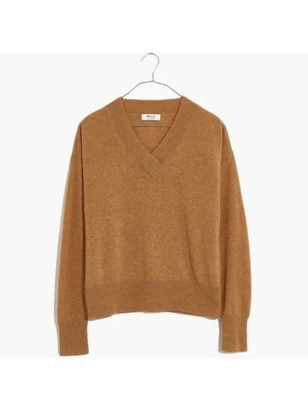Madewell 100% Cashmere V-Neck Sweater M Boxy Dropped Shoulders Quiet Luxury